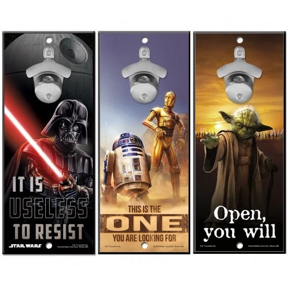 WinCraft Star Wars Bottle Opener 13" X 5" Wooden Signs 1 WinCraft Star Wars Bottle Opener 13" X 5" Wooden Signs