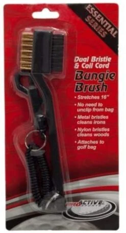 Club Brush Dual Bristle & Coil Cord Bungie Brush 5 Club Brush Dual Bristle & Coil Cord Bungie Brush -Cheap Golf Shop Bungie Brush Black