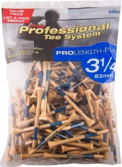 Pride Professional Tee System ProLength Golf Tees -Cheap Golf Shop PTS ProLength Natural Wood Blue 3.25 135ct