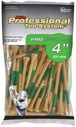 Pride Professional Tee System ProLength Golf Tees -Cheap Golf Shop PTS ProLength Natural Wood Green 4 50ct