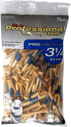 Pride Professional Tee System ProLength Golf Tees -Cheap Golf Shop PTS ProLength Natural Wood Yellow 3.25 75ct