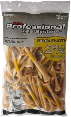 Pride Professional Tee System ProLength Golf Tees -Cheap Golf Shop PTS ProLength Natural Yellow 2.75 100
