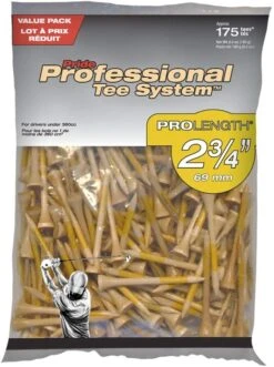 Pride Professional Tee System ProLength Golf Tees -Cheap Golf Shop PTS ProLength Natural Yellow 2.75 175