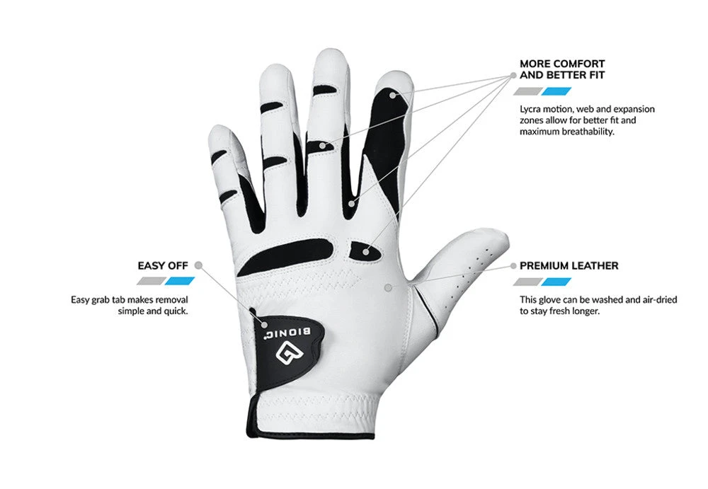 Bionic Golf Men's StableGrip 2.0 Glove - Gray 2 Bionic Golf Men's StableGrip 2.0 Glove - Gray - Image 2