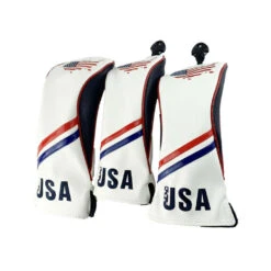 Volf Golf Red White Blue Leather USA Headcovers -Cheap Golf Shop VolfGolfHeadcovers USASET1